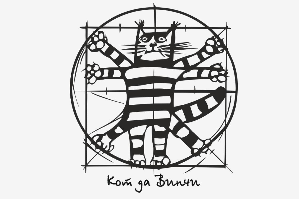 Кот да винчи. Витрувианский кот. Кот да Винчи рисунок. Кот да Винчи вектор.